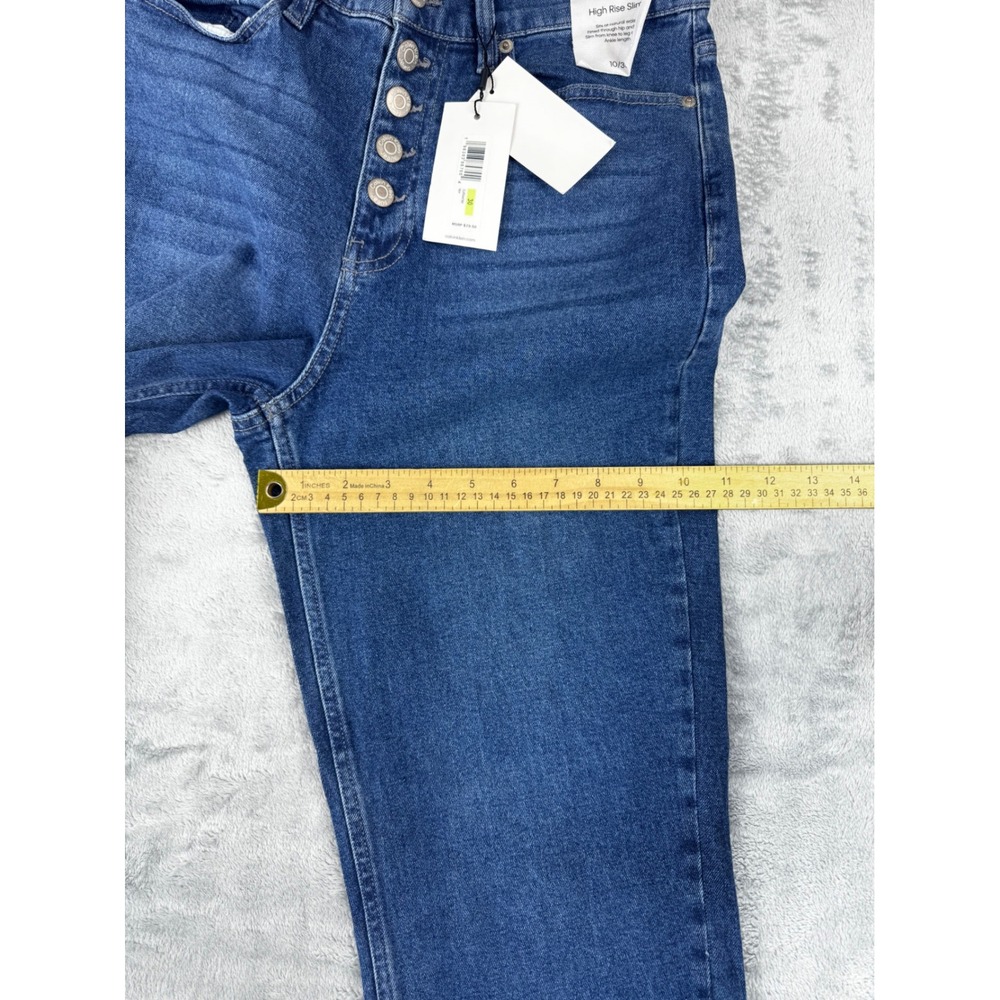 New Calvin Klein 10/30 High Rise Slim Jeans Womens Blue Button Fly Raw Hem - Picture 10 of 11